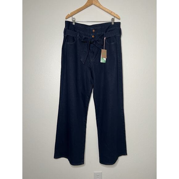 NWT Boden High Rise Tie Waist Jeans Women's Size 33x32 Wide Leg 70's Inspired - Picture 1 of 7
